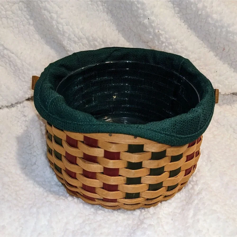Longaberger 2003 Christmas Caroling Basket Liner Protector Bell Tie-On USA